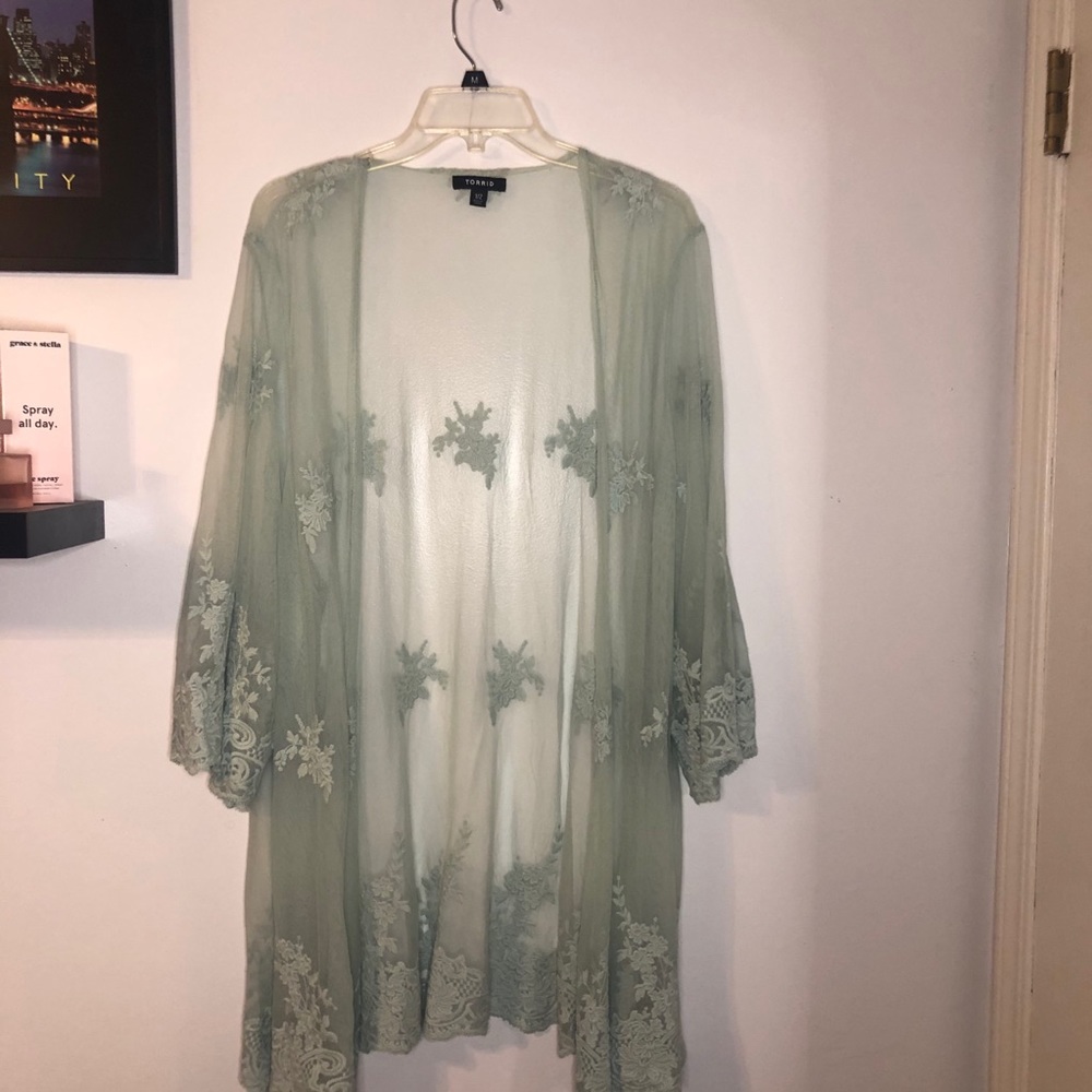 Mint lace Kimono
